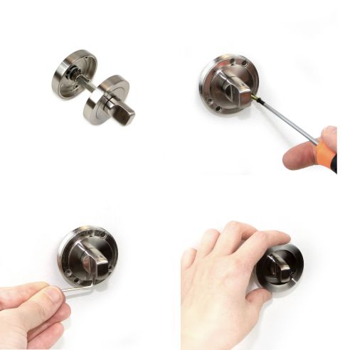 Emuca Lotto di 5 nottolini con rosetta rotonda per porte interne, diametro 50 mm, Zama, Nichel satinado