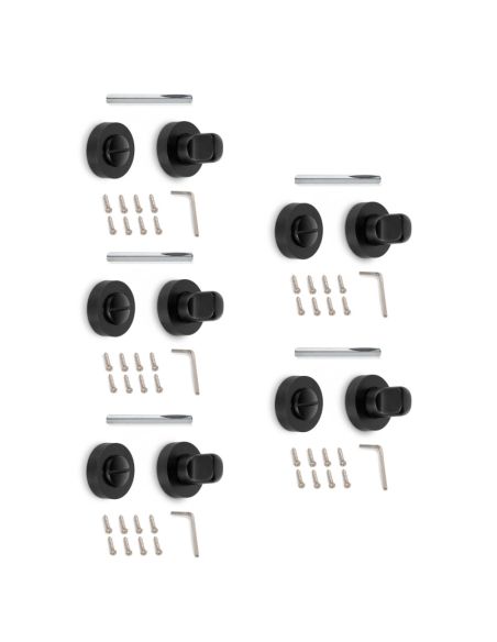 Emuca Lotto di 5 nottolini con rosetta rotonda per porte interne, diametro 35 mm, Zama, Nera