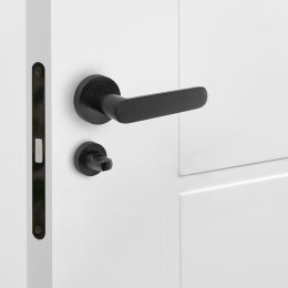 Emuca Lotto di 5 nottolini con rosetta rotonda per porte interne, diametro 35 mm, Zama, Nera 2