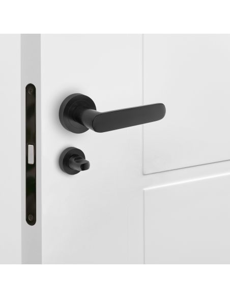 Emuca Lotto di 5 nottolini con rosetta rotonda per porte interne, diametro 35 mm, Zama, Nera