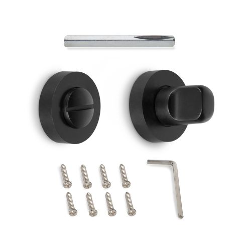 Emuca Lotto di 5 nottolini con rosetta rotonda per porte interne, diametro 35 mm, Zama, Nera