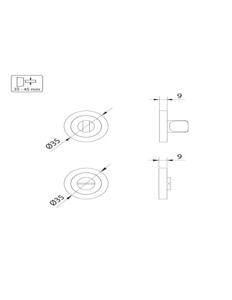 Emuca Lotto di 5 nottolini con rosetta rotonda per porte interne, diametro 35 mm, Zama, Nera