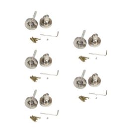 Emuca Lotto di 5 nottolini con rosetta rotonda per porte interne, diametro 35 mm, Zama, Nichel satinado