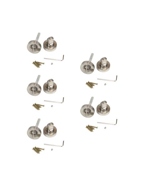 Emuca Lotto di 5 nottolini con rosetta rotonda per porte interne, diametro 35 mm, Zama, Nichel satinado