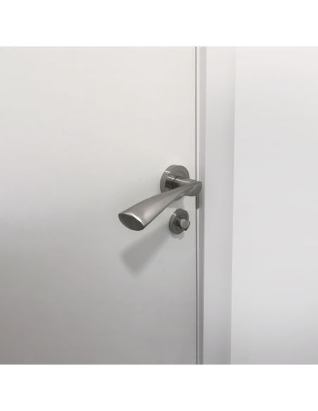 Emuca Lotto di 5 nottolini con rosetta rotonda per porte interne, diametro 35 mm, Zama, Nichel satinado