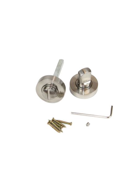 Emuca Lotto di 5 nottolini con rosetta rotonda per porte interne, diametro 35 mm, Zama, Nichel satinado