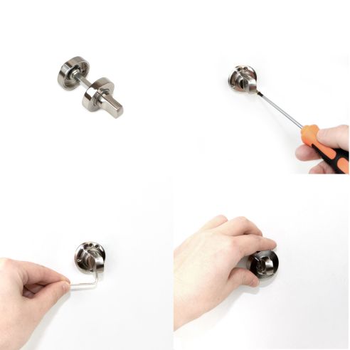 Emuca Lotto di 5 nottolini con rosetta rotonda per porte interne, diametro 35 mm, Zama, Nichel satinado