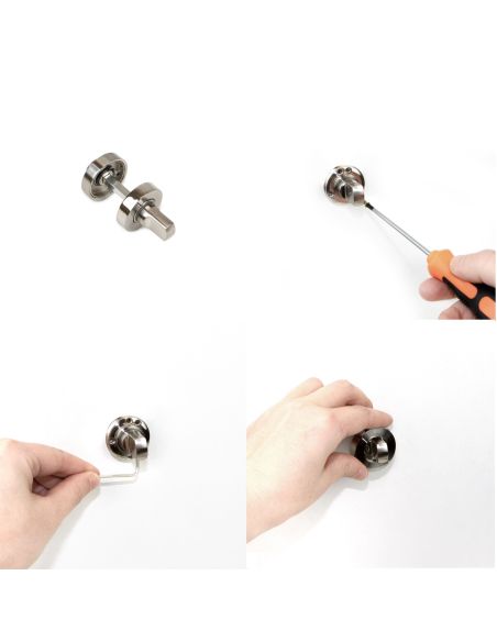 Emuca Lotto di 5 nottolini con rosetta rotonda per porte interne, diametro 35 mm, Zama, Nichel satinado