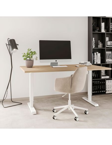 Emuca Lift Table motorizzato regolabile in altezza Lift Table, Acciaio, Verniciato bianco