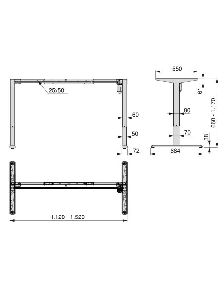 Emuca Lift Table motorizzato regolabile in altezza Lift Table, Acciaio, Verniciato bianco
