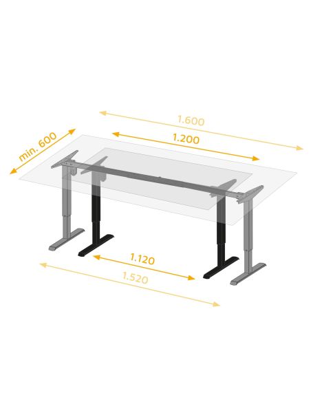Emuca Lift Table motorizzato regolabile in altezza Lift Table, Acciaio, Verniciato bianco