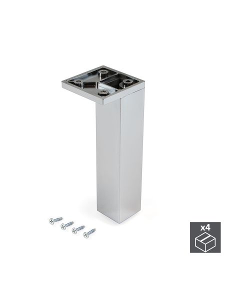 Emuca Lotto di 4 piedini per mobili Smartfeet, angolo, regolabile, 140-150mm, Plastica, Cromato