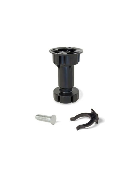 Emuca Piedino regolabile con base pre-assemblata per mobile, 98-115 mm, Plastica, Nero, 40 u.