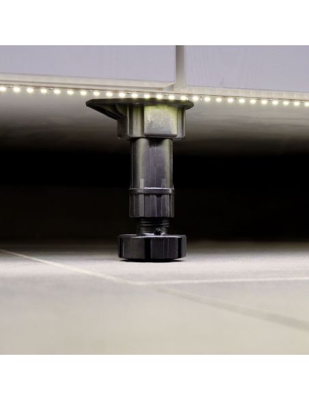 Emuca Piedino regolabile con base pre-assemblata per mobile, 118-135 mm, Plastica, Nero, 40 u.