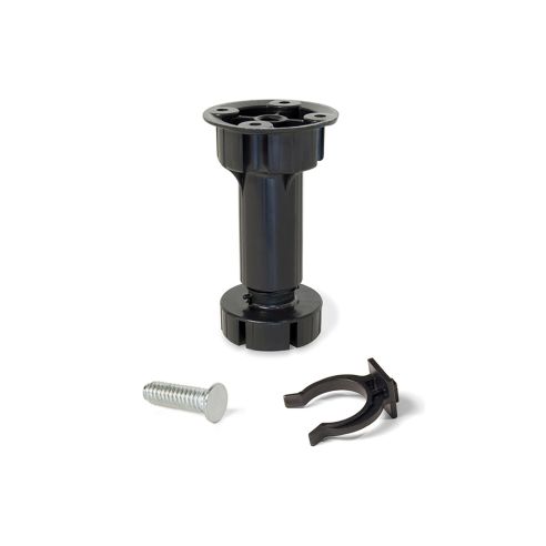 Emuca Piedino regolabile con base pre-assemblata per mobile, 118-135 mm, Plastica, Nero, 40 u.