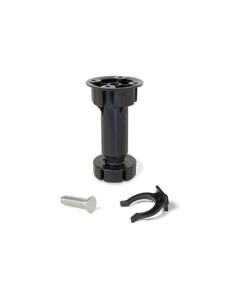 Emuca Piedino regolabile con base pre-assemblata per mobile, 118-135 mm, Plastica, Nero, 40 u.