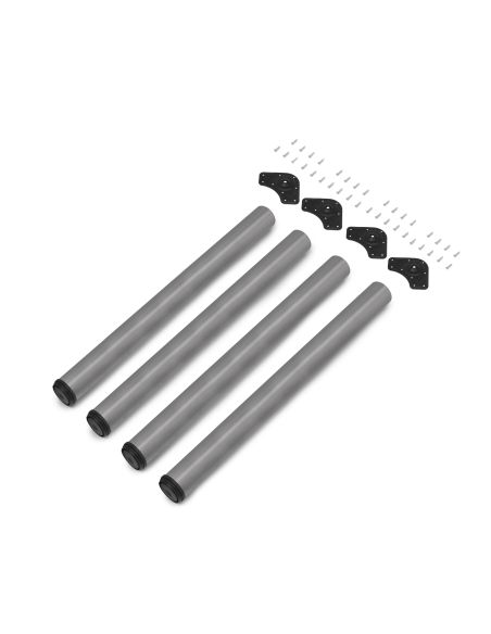 Emuca Lotto di 4 gambe per tavolo, diametro 60mm, H 830mm, Acciaio, Verniciato alluminio
