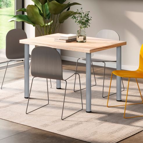 Emuca Lotto di 4 gambe per tavolo, diametro 60mm, H 830mm, Acciaio, Verniciato alluminio