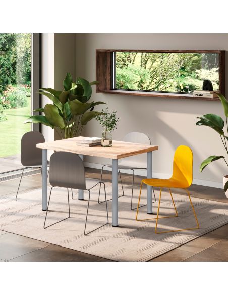 Emuca Lotto di 4 gambe per tavolo, diametro 60mm, H 830mm, Acciaio, Verniciato alluminio