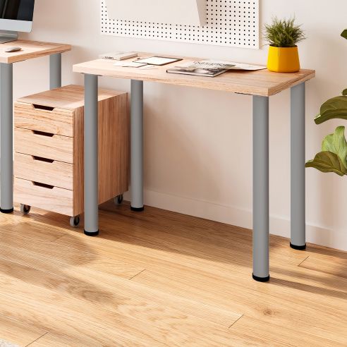 Emuca Lotto di 4 gambe per tavolo, diametro 60mm, H 830mm, Acciaio, Verniciato alluminio