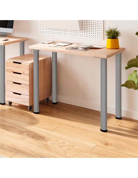 Emuca Lotto di 4 gambe per tavolo, diametro 60mm, H 830mm, Acciaio, Verniciato alluminio