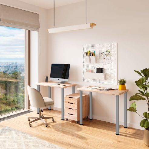 Emuca Lotto di 4 gambe per tavolo, diametro 60mm, H 830mm, Acciaio, Verniciato alluminio