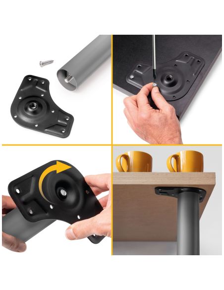 Emuca Lotto di 4 gambe per tavolo, diametro 60mm, H 830mm, Acciaio, Verniciato alluminio