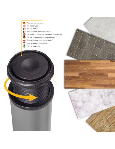 Emuca Lotto di 4 gambe per tavolo, diametro 60mm, H 830mm, Acciaio, Verniciato alluminio