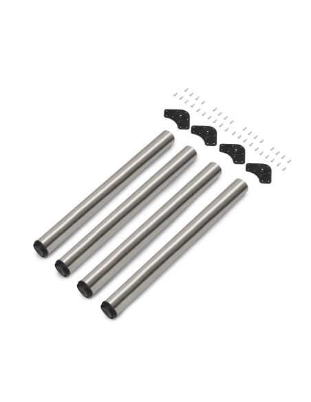 Emuca Lotto di 4 gambe per tavolo, diametro 60mm, H 830mm, Acciaio, Nichel satinado