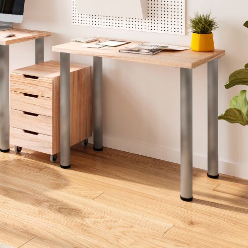 Emuca Lotto di 4 gambe per tavolo, diametro 60mm, H 830mm, Acciaio, Nichel satinado