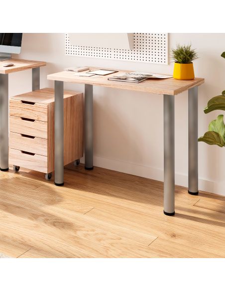 Emuca Lotto di 4 gambe per tavolo, diametro 60mm, H 830mm, Acciaio, Nichel satinado