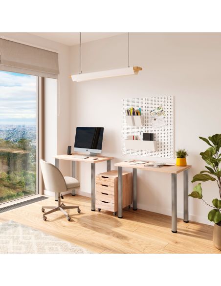 Emuca Lotto di 4 gambe per tavolo, diametro 60mm, H 830mm, Acciaio, Nichel satinado