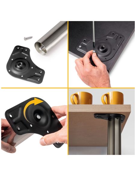 Emuca Lotto di 4 gambe per tavolo, diametro 60mm, H 830mm, Acciaio, Nichel satinado