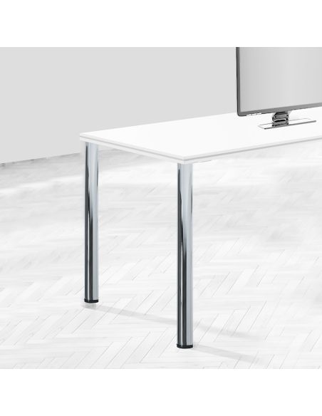 Emuca Lotto di 4 gambe per tavolo, diametro 60mm, H 830mm, Acciaio, Nichel satinado