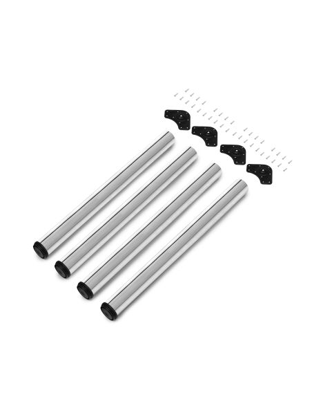 Emuca Lotto di 4 gambe per tavolo, diametro 60mm, H 710mm, Acciaio, Cromato lucido