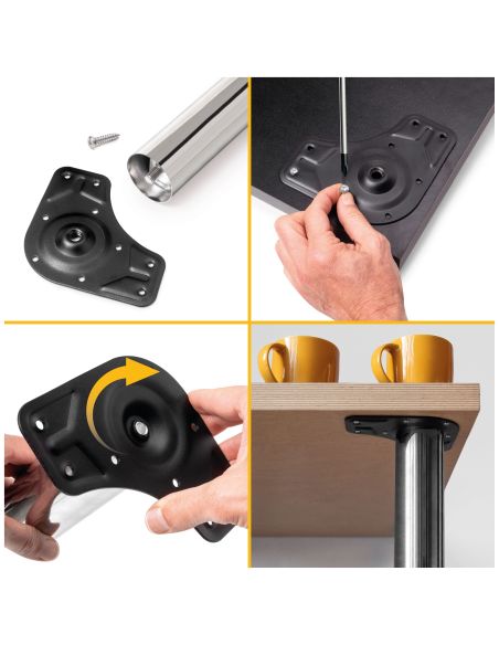 Emuca Lotto di 4 gambe per tavolo, diametro 60mm, H 710mm, Acciaio, Cromato lucido