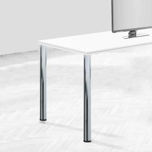 Emuca Lotto di 4 gambe per tavolo, diametro 60mm, H 710mm, Acciaio, Cromato lucido