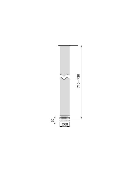 Emuca Lotto di 4 gambe per tavolo, diametro 60mm, H 710mm, Acciaio, Cromato lucido