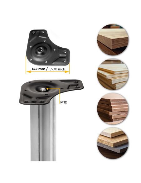 Emuca Lotto di 4 gambe per tavolo, diametro 60mm, H 710mm, Acciaio, Cromato lucido