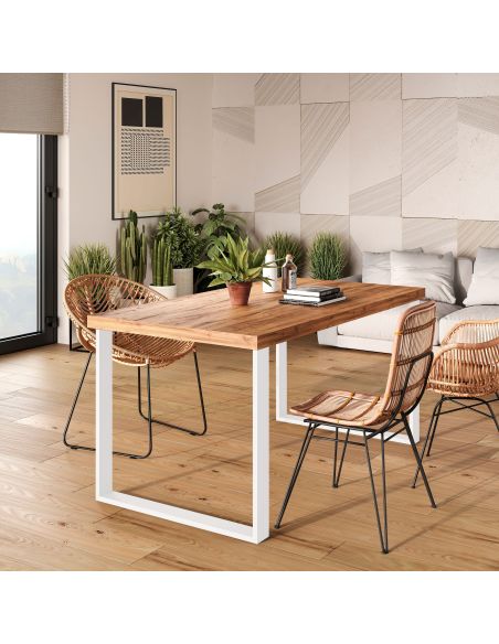 Emuca Set gambe da tavolo Square rettangolari, 720, Verniciato bianco, Acciaio