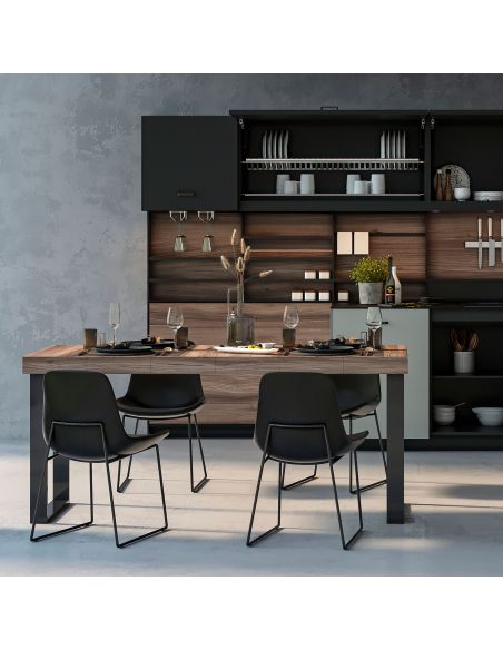 Emuca Set gambe da tavolo Square rettangolari, 720, Verniciato nero, Acciaio