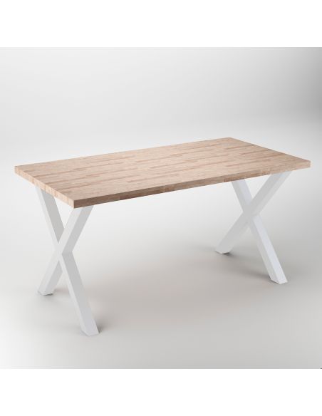 Emuca Set gambe Cross per tavolo, 695, Verniciato bianco, Acciaio