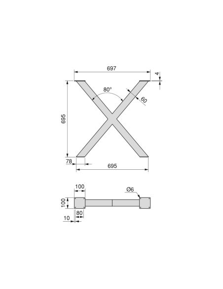 Emuca Set gambe Cross per tavolo, 695, Verniciato bianco, Acciaio