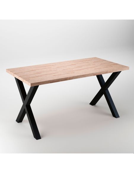 Emuca Set gambe Cross per tavolo, 695, Verniciato nero, Acciaio