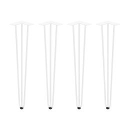 Emuca Lotto di 4 gambe Hairpin a 3 aste per tavolo, altezza 710mm, Acciaio, Verniciato bianco