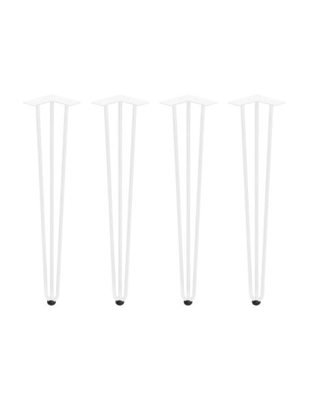 Emuca Lotto di 4 gambe Hairpin a 3 aste per tavolo, altezza 710mm, Acciaio, Verniciato bianco