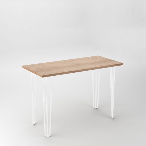 Emuca Lotto di 4 gambe Hairpin a 3 aste per tavolo, altezza 710mm, Acciaio, Verniciato bianco