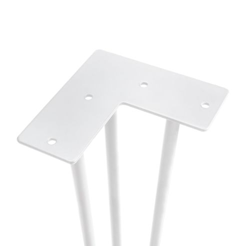 Emuca Lotto di 4 gambe Hairpin a 3 aste per tavolo, altezza 710mm, Acciaio, Verniciato bianco