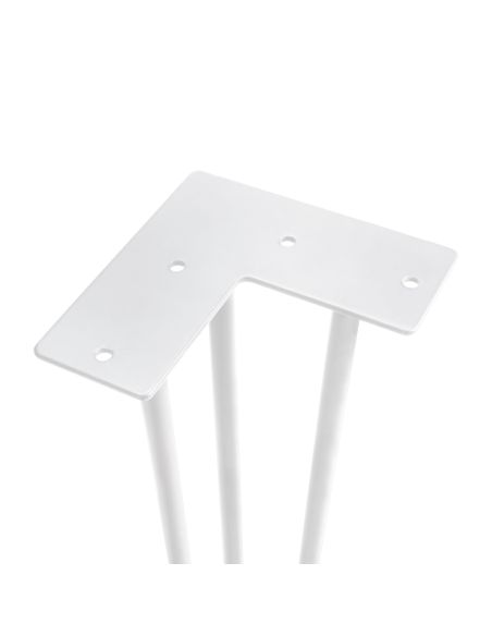 Emuca Lotto di 4 gambe Hairpin a 3 aste per tavolo, altezza 710mm, Acciaio, Verniciato bianco