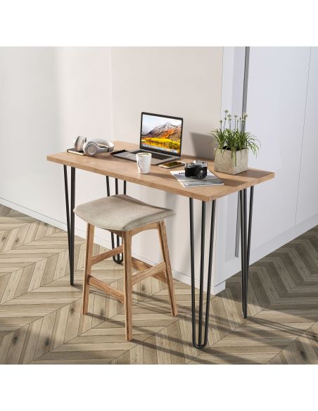 Emuca Lotto di 4 gambe Hairpin a 3 aste per tavolo, altezza 710mm, Acciaio, Verniciato nero